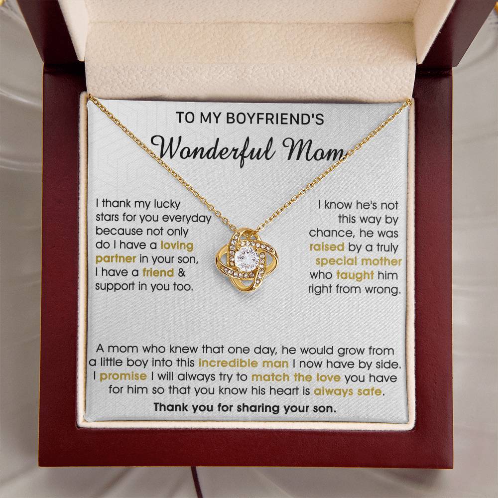 Gift For Boyfriend's Mom - His Heart - Love Knot Love Knot Necklace