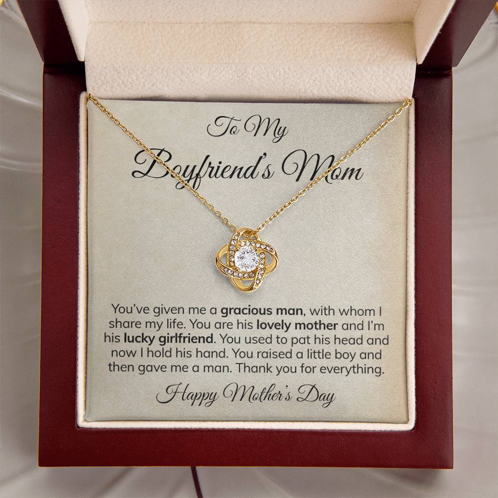 To My Boyfriend's Mom Necklace Happy Mother's Day Mother's Day Gift For Mom Of Boyfriend Love Knot Necklace