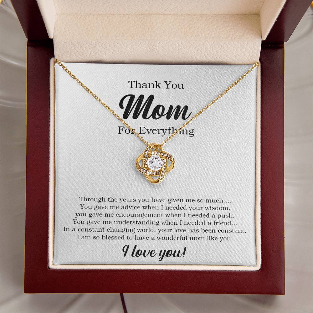 Thank You Mom Necklace Mother's Day Gift From Daughter Son To Mom Mom Necklace Mom Birthday Gift Love Knot Necklace