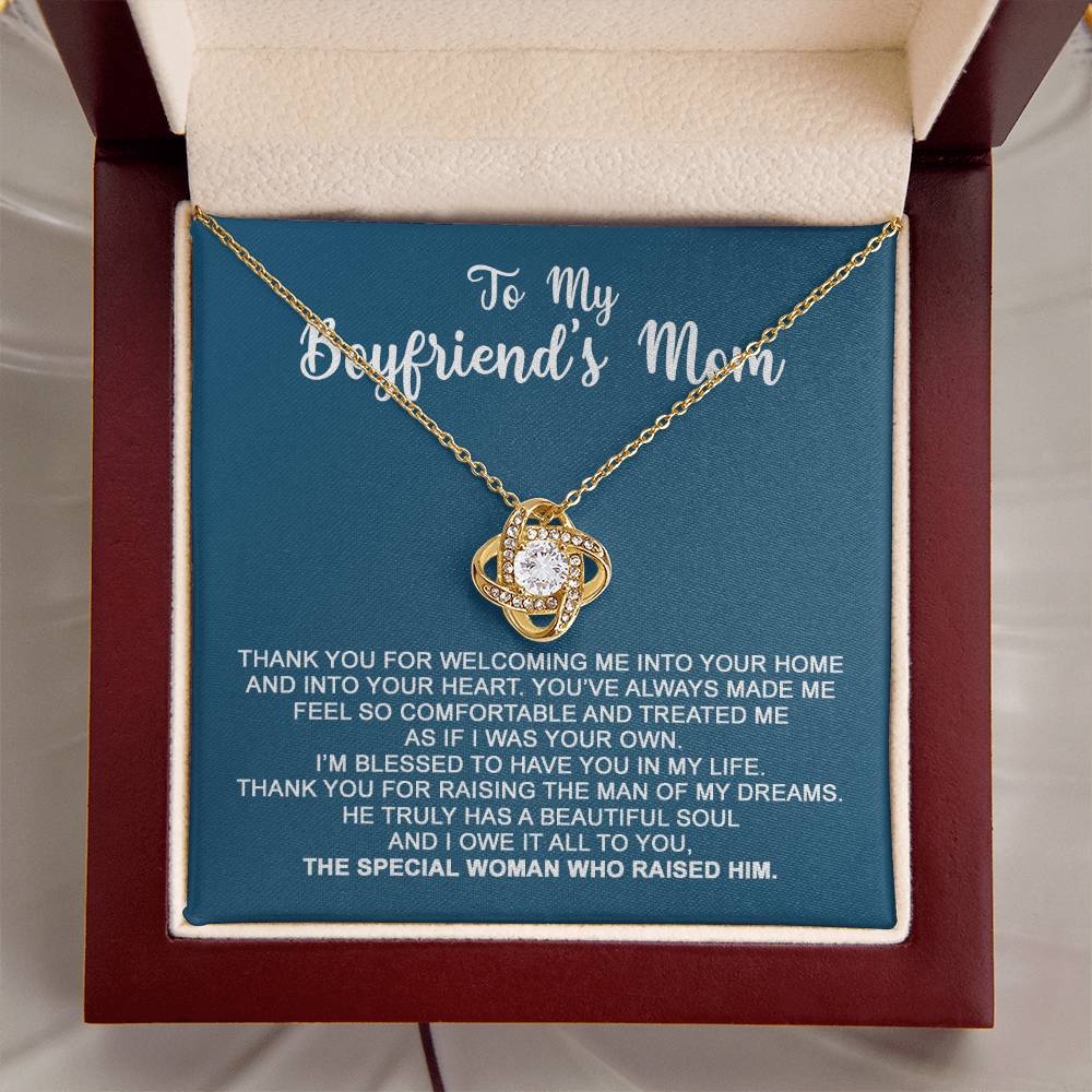 To My Boyfriend's Mom - I Owe It All To You - Necklace Christmas Gift For Boyfriends Mom Pendant Necklace Mothers Day Gift For Boyfr Love Knot Necklace