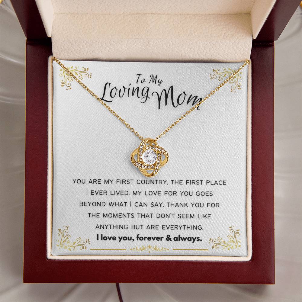 To My Loving Mom Love Knot Necklace