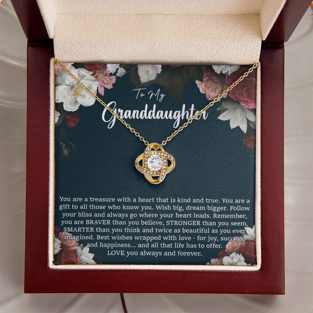 To My Granddaughter Necklace Granddaughter Gift From Grandma Birthday Graduation Gift Love Knot Necklace