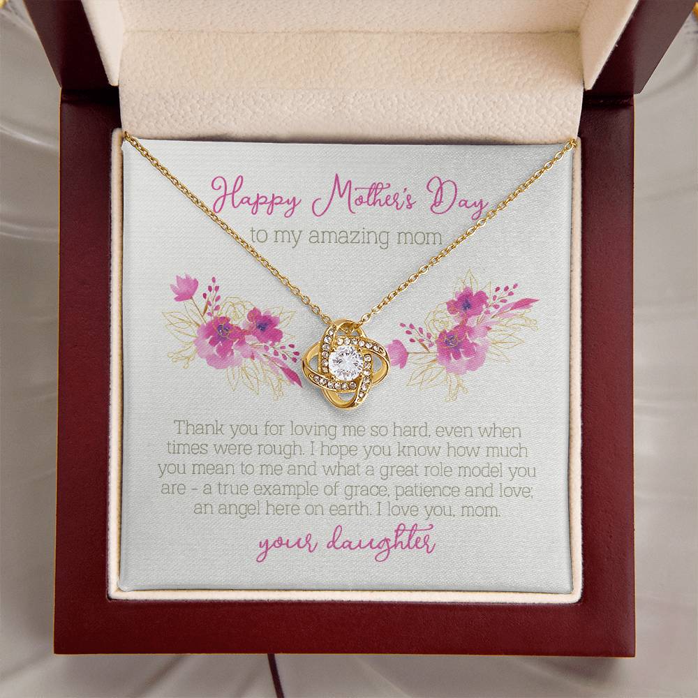 Mother's Day Gift From Daughter Love Knot Necklace Mother's Day Jewelry Cubic Zirconia Necklace Love Knot Necklace