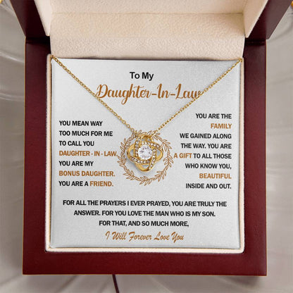 To My Daughter-In-Law Love Knot Necklace?? Love Knot Necklace