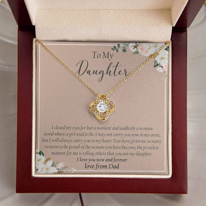To My Daughter Necklace Gift For Daughter From Dad Daughter Birthday Graduation Gift Love Knot Necklace