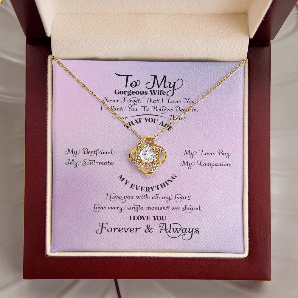 Never Forget That I Lo Love Knot Necklace