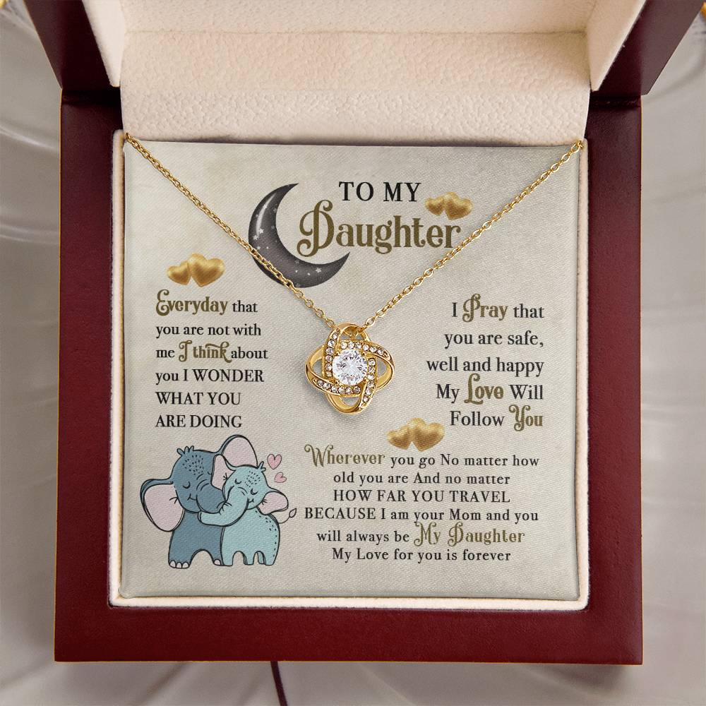 To My Daughter Elephant Mom Birthday Gift To My Daughter Elephant Love Necklace Gift For Daughter Daughter Birthday Daughte Love Knot Necklace