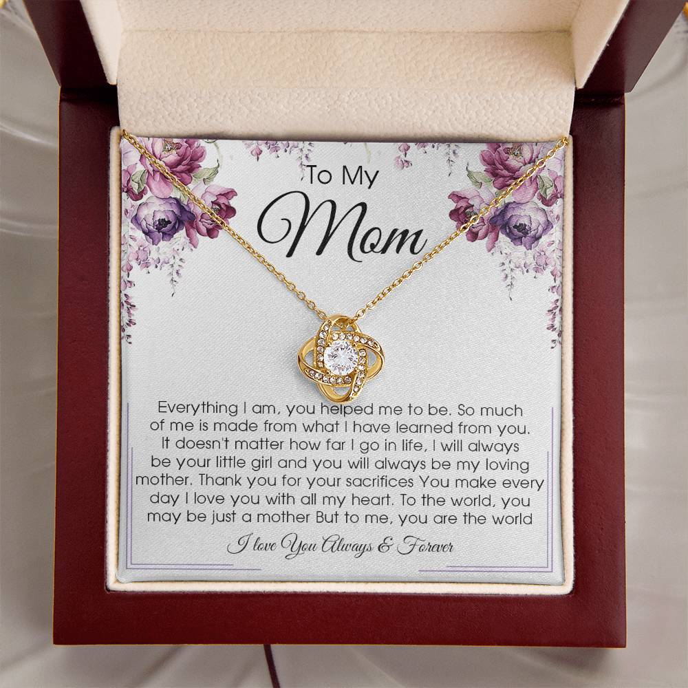 Gift For Mom From Daughter Or Son To My Mom Necklace Mother's Day Gift Mom Birthday Unique Message Card Gift Love Knot Necklace