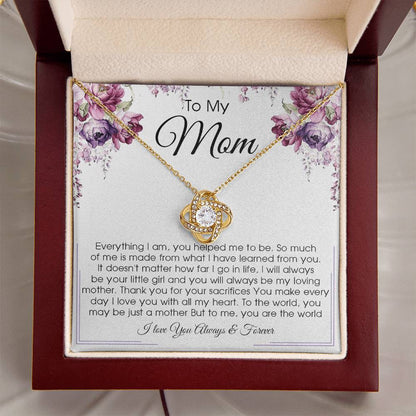 Gift For Mom From Daughter Or Son To My Mom Necklace Mother's Day Gift Mom Birthday Unique Message Card Gift Love Knot Necklace