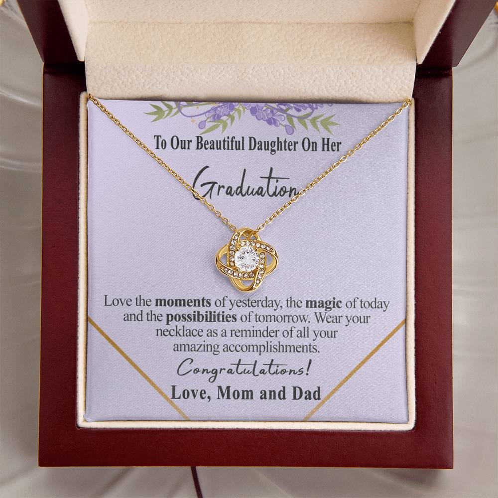Class Of 2022 Graduation Gift Necklace To Our Beautiful Daughter On Her Graduation To Daughter Gift From Mom And Dad High School Graduation College Grad Love Knot Necklace