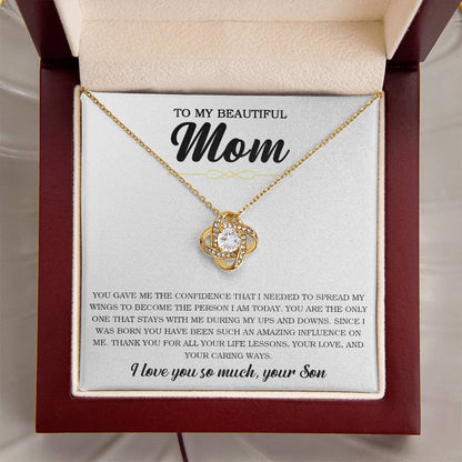 To My Beautiful Mom Necklace Gift For Mom From Son Mother's Day Gift Sentimental Gift Birthday Gift Love Knot Necklace