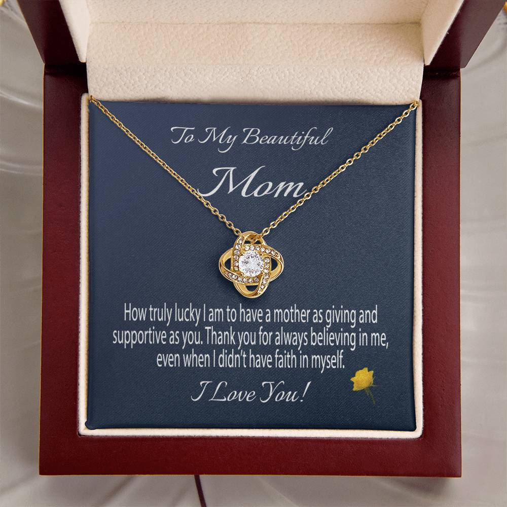 To My Beautiful Mom Gift Necklace Message Card Necklace For Mom Mom Birthday Gift Mother's Day Gift Necklace F Love Knot Necklace