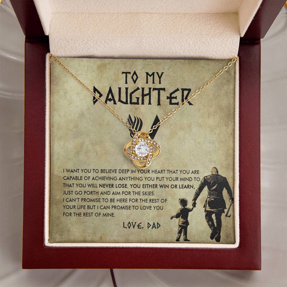 To My Daughter Jewelry With Luxury Box Daughter Birthday Gift Viking Girl  Bold Brave Strong Viking Dad Chr Love Knot Necklace
