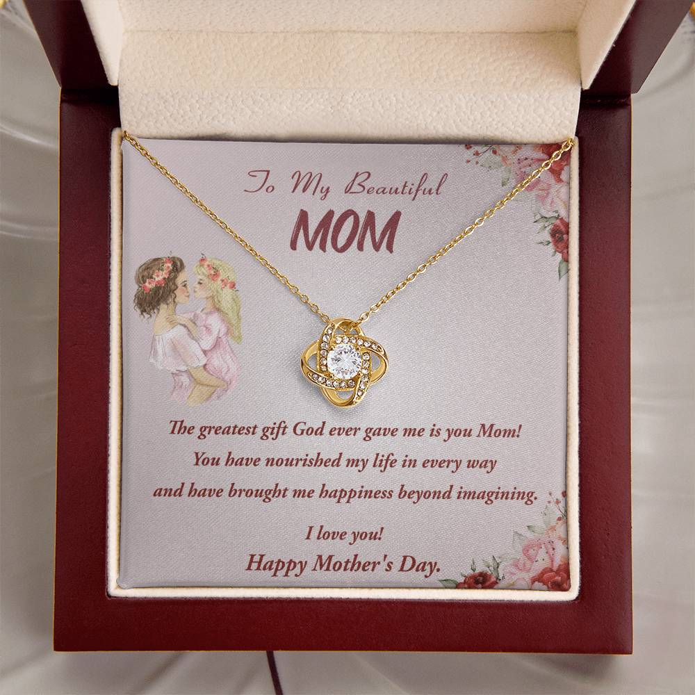 Mother's Day Gift Necklace To Mom From Daughter Gift Necklace Love Knot Pendant Necklace For Mom Mother's Day Gifts Love Knot Necklace