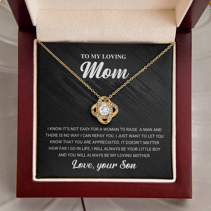 To My Loving Mom Necklace Gift For Mom From Son Mom Birthday Gift Mother's Da Love Knot Necklace
