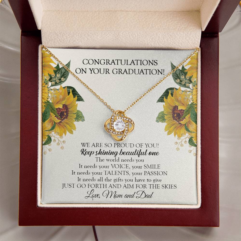 To Our Daughter Graduation Necklace Graduation Gift For Daughter From Mom & Dad Love Knot Necklace