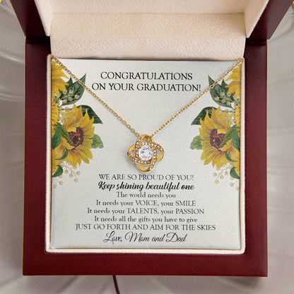 To Our Daughter Graduation Necklace Graduation Gift For Daughter From Mom & Dad Love Knot Necklace