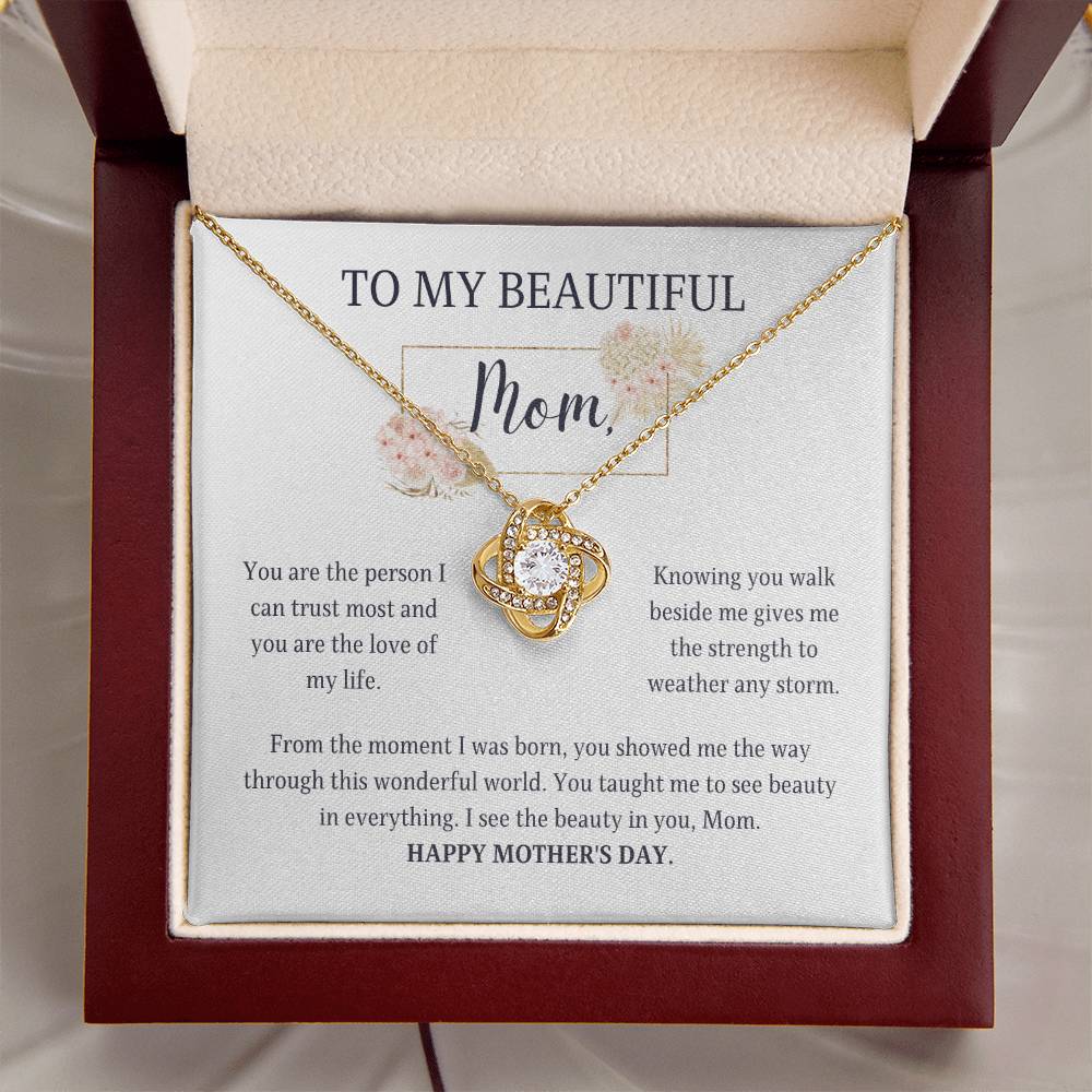Love Not Necklace Sterling Silver Mother's Day Gift - I See The Beauty In You Mom Love Knot Necklace