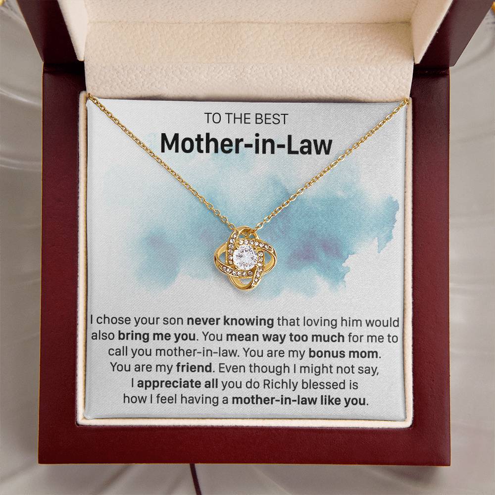 Gift For Mother-In-Law Never Knowing Bonus Mom Love Knot Necklace Love Knot Necklace
