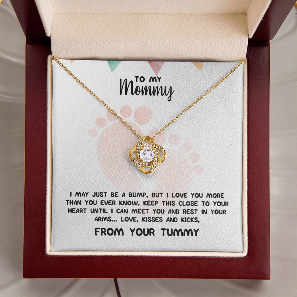 To My Mommy Necklace For Her Baby Shower Gift Love From Baby Bump Expecting Mother Pendant First Time Mom New Mommy Gif Love Knot Necklace