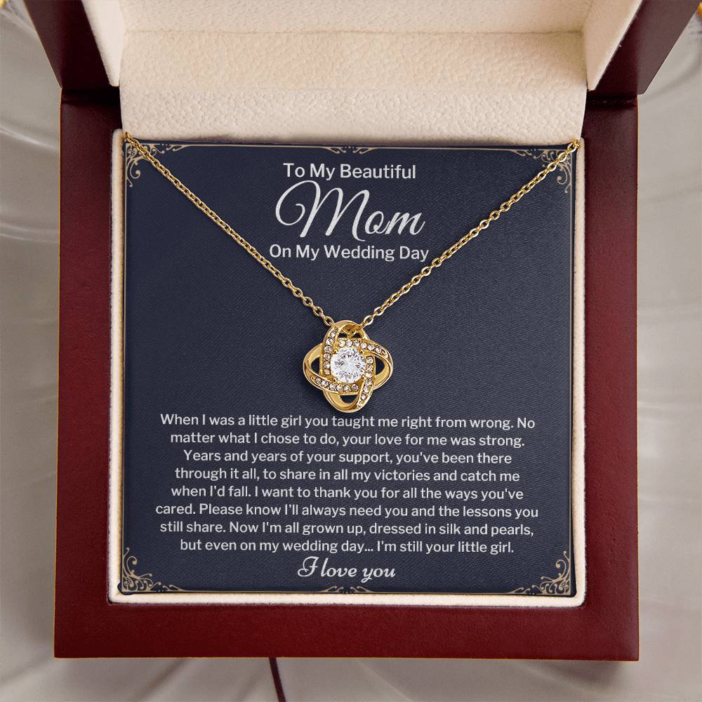 To My Mom On My Wedding Day Love Knot Necklace
