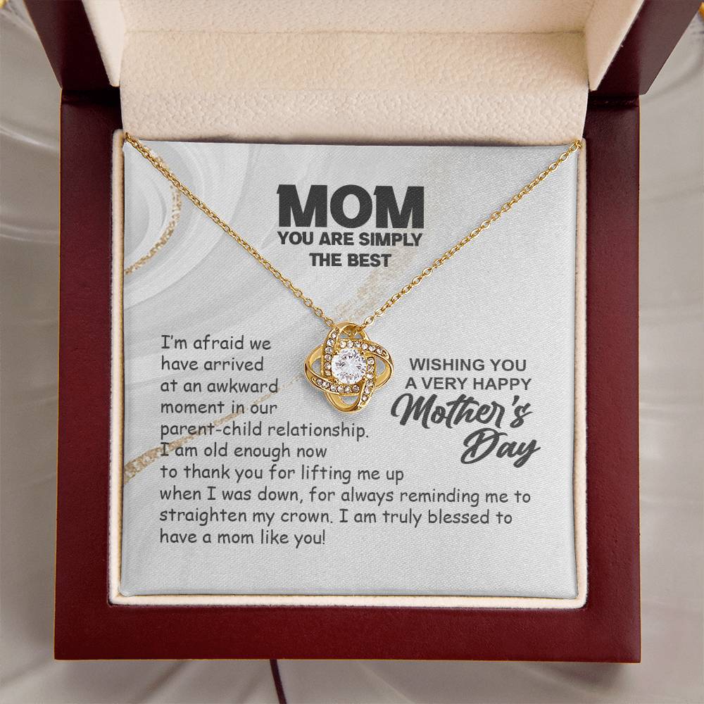 Simply The Best Mom-Love Knot Necklace Love Knot Necklace