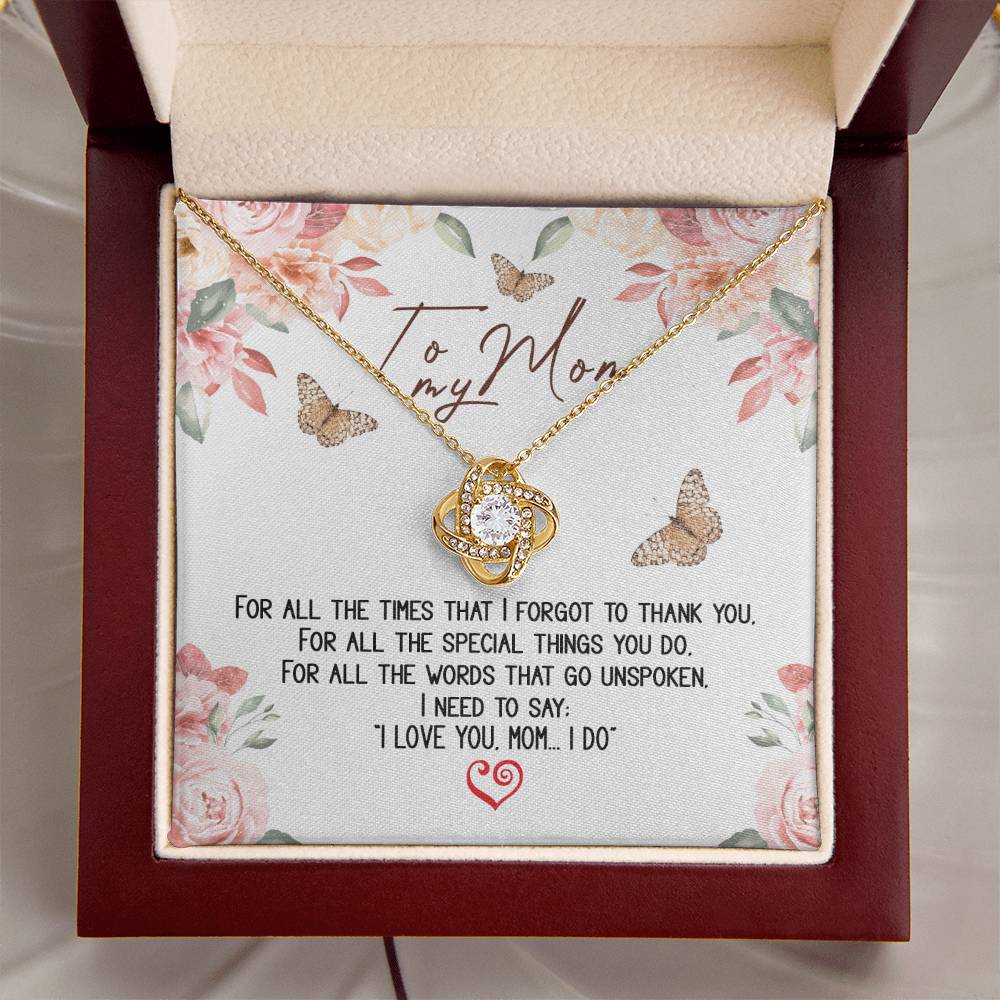 To My Mom Message Card Necklace Gift Necklace For Mom Birthday Gift Necklace For Mom To Mom From Daughter Mom Gift Fr Love Knot Necklace