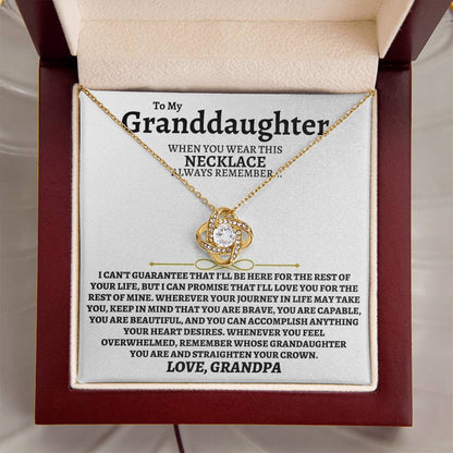 To My Granddaughter Necklace Granddaughter Jewelry Gift From Grandpa Meaningful Gift For Her Love Knot Necklace