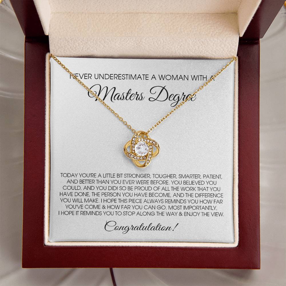 Masters Degree Graduation Gift For Her Master Degree Necklace For Daughter Sister Best Friend Love Knot Necklace