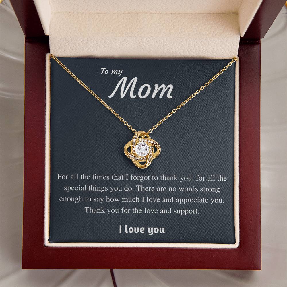 To My Mom - Thank You Love Knot Necklace