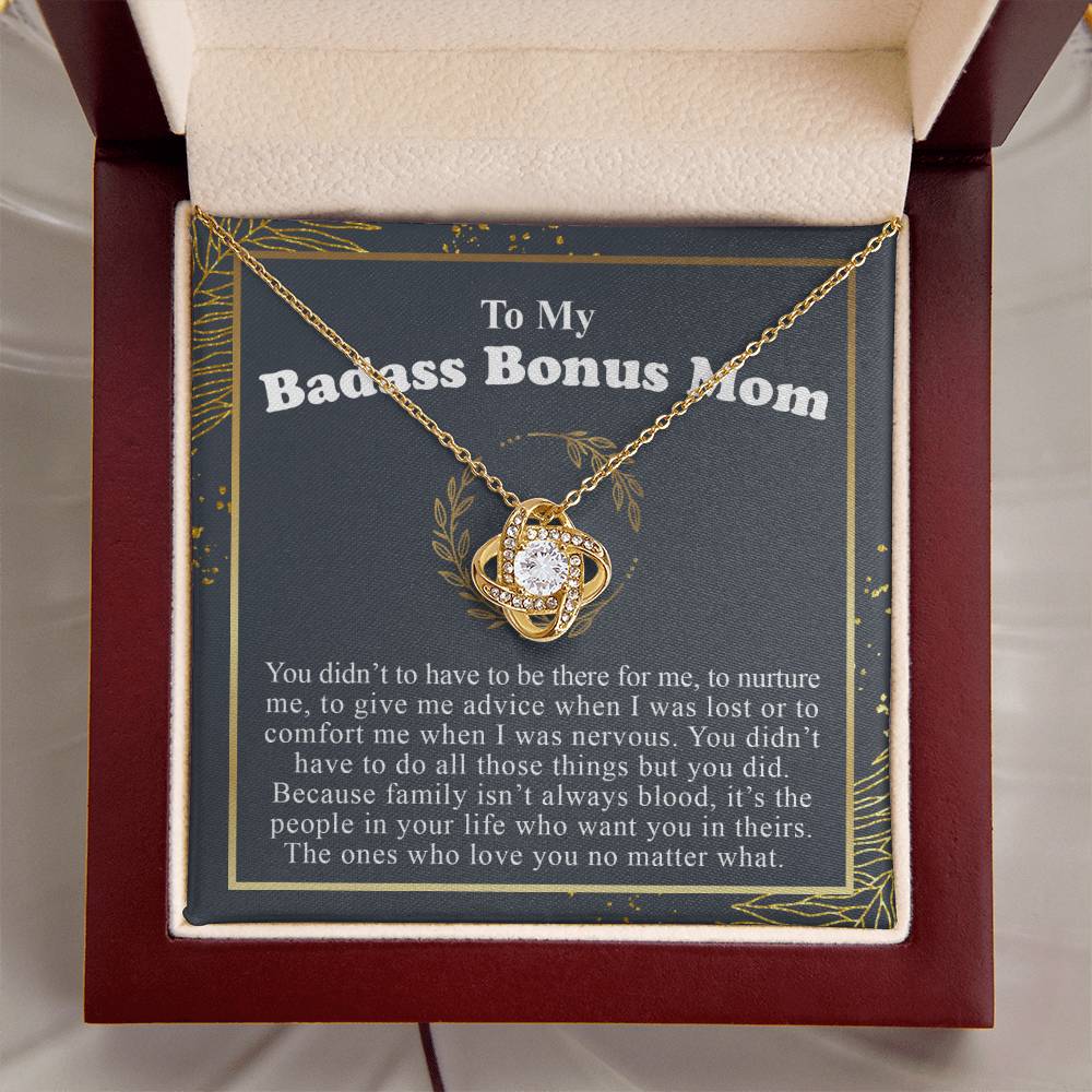 To My Badass Bonus Mom Love Knot Necklace