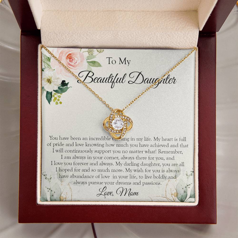 To My Daughter Necklace Gift For Daughter From Mom Sentimental Gift Love Knot Necklace