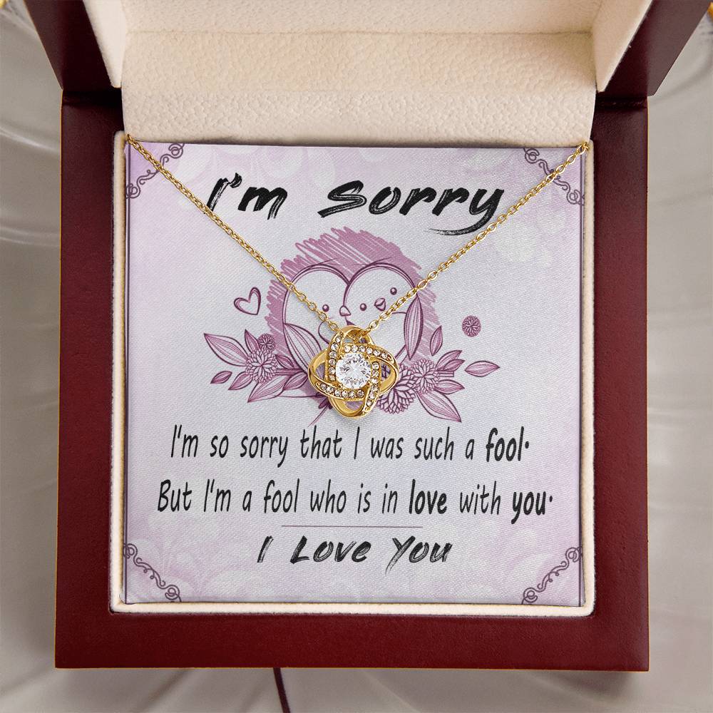 I'm Sorry Message Card Necklace For Wife Apology Gift F Love Knot Necklace