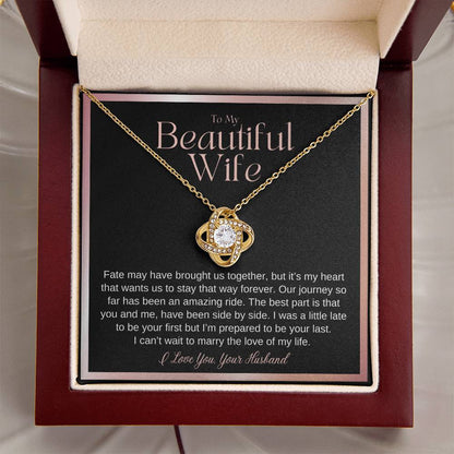 Wife Gift On Wedding Day Bride Gift From Groom On Wedding Day Fate May Have Brought Us Together Wife Wedding Necklace Gift From Husband Love Knot Necklace