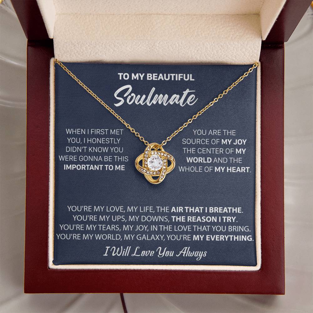 Gift For Your Soulmate - My Joy I Breath Love Knot Necklace Love Knot Necklace