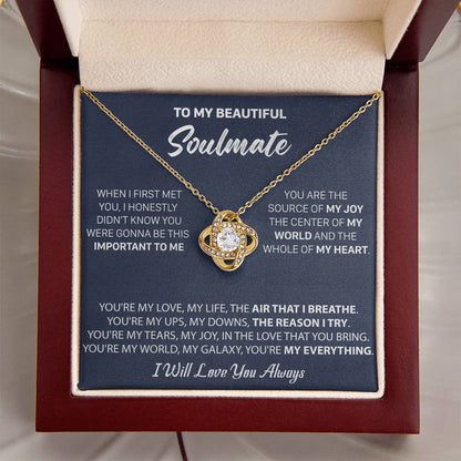 Gift For Your Soulmate - My Joy I Breath Love Knot Necklace Love Knot Necklace