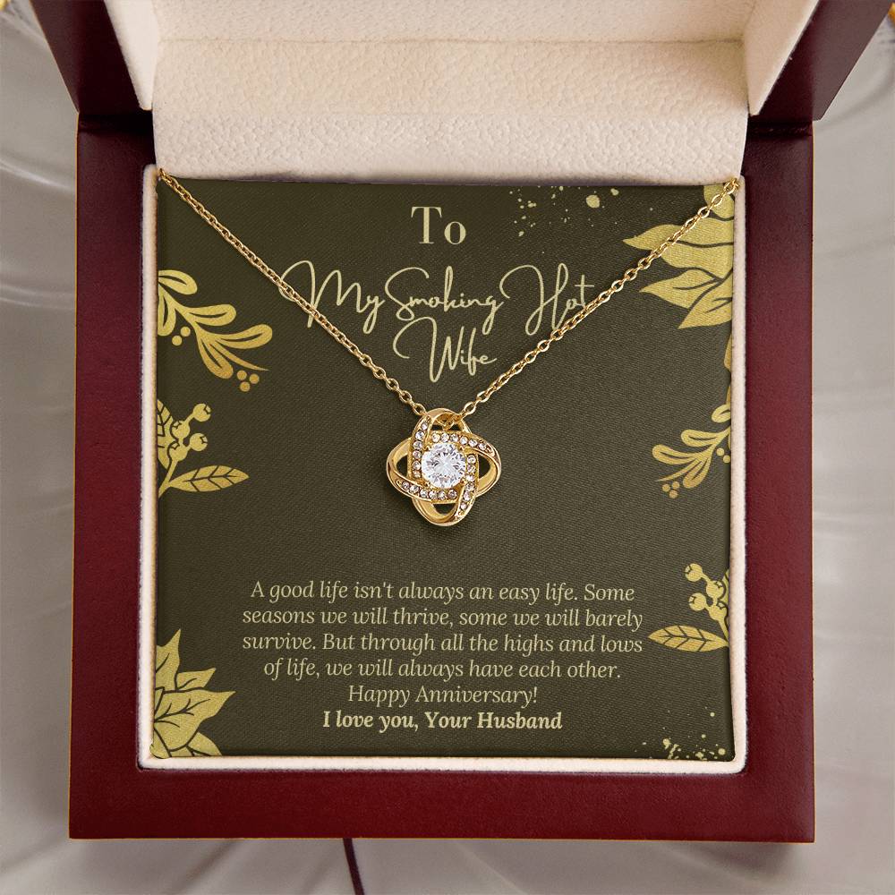 Happy Anniversary To Wife With Message Card From Husband To Wife Happy Anniversary Gift Jewelry For Wife Necklace Gift Fo Love Knot Necklace