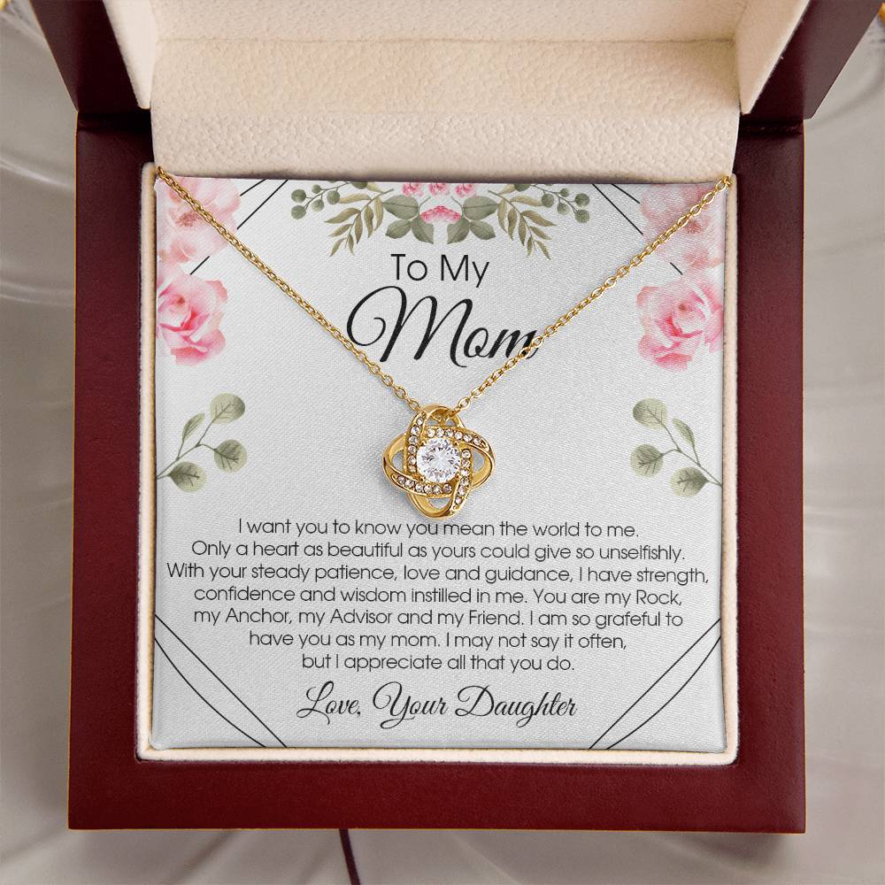 To My Mom Necklace Gift For Mom From Daughter Sentimental Gift For Mother's Day Birthday Anniversary Love Knot Necklace