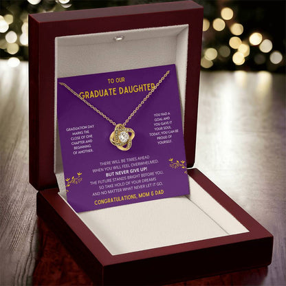 The Future Stands Bright Before You! Graduate Daughter - Necklace College Graduation Gift For Her High School Sen Love Knot Necklace