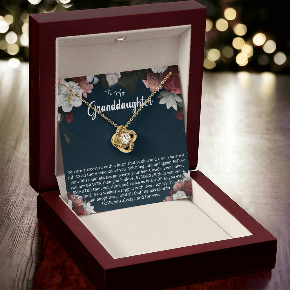 To My Granddaughter Necklace Granddaughter Gift From Grandma Birthday Graduation Gift Love Knot Necklace