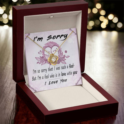 I'm Sorry Message Card Necklace For Wife Apology Gift F Love Knot Necklace