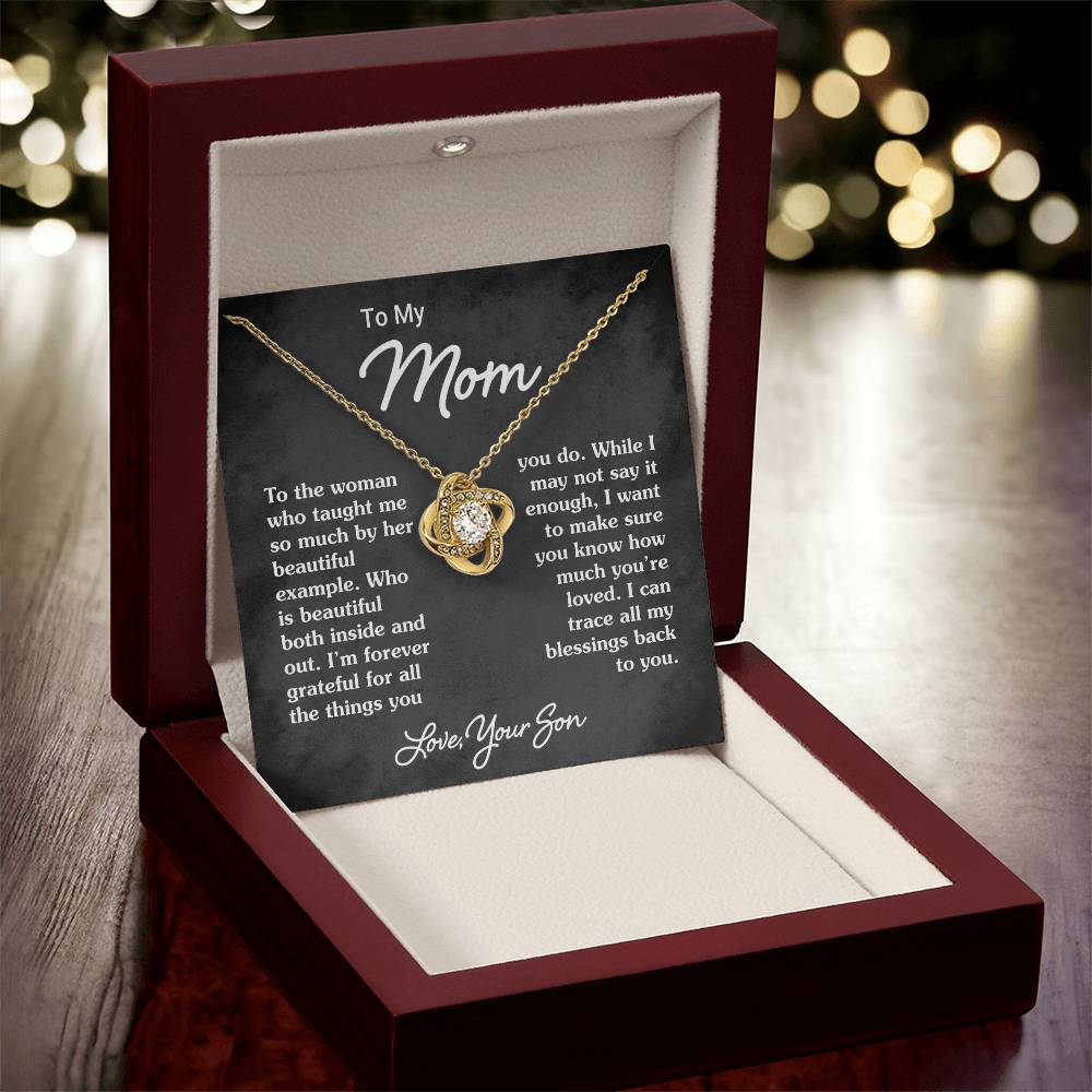 To My Mom - Heart Melt Message Love Knot Necklace 1 Love Knot Necklace