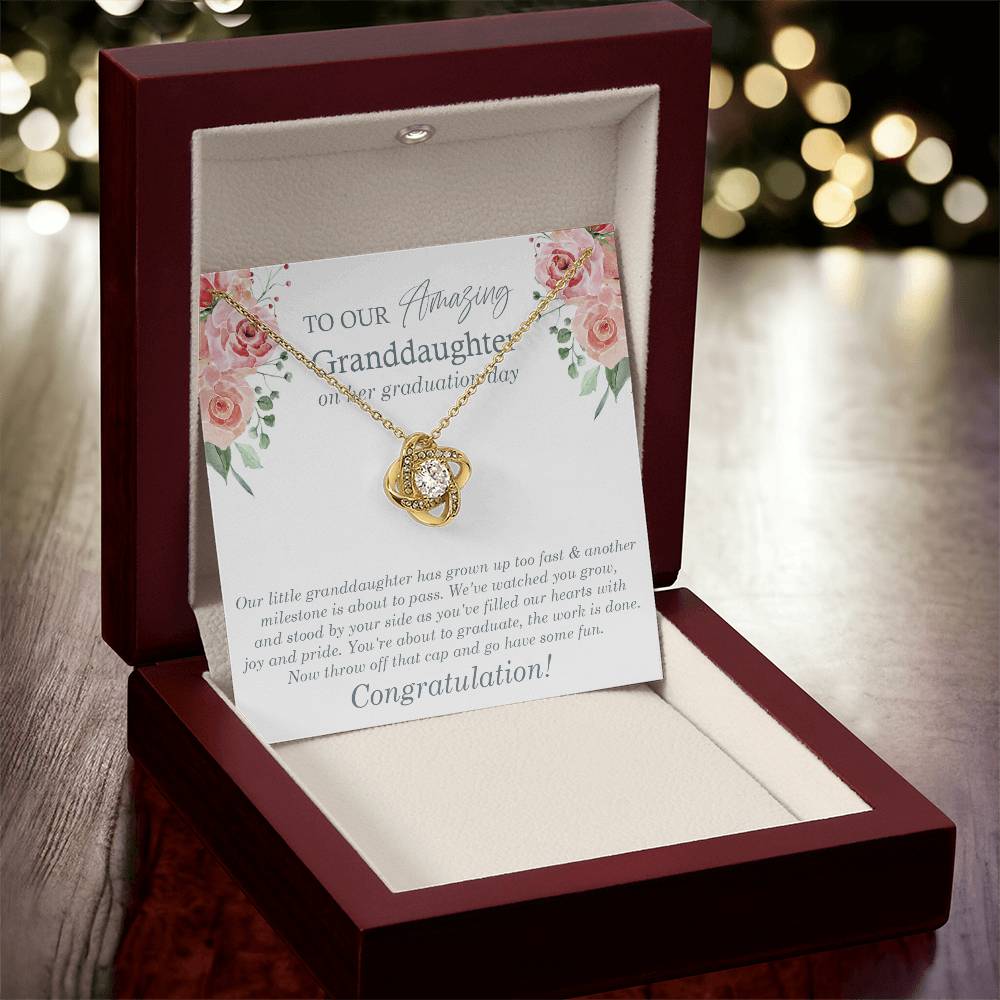To Our Amazing Granddaughter Congrats On Her Graduation Graduation Gift Gift From Grandma & Grandpa For Granddaughter Love Knot Necklace