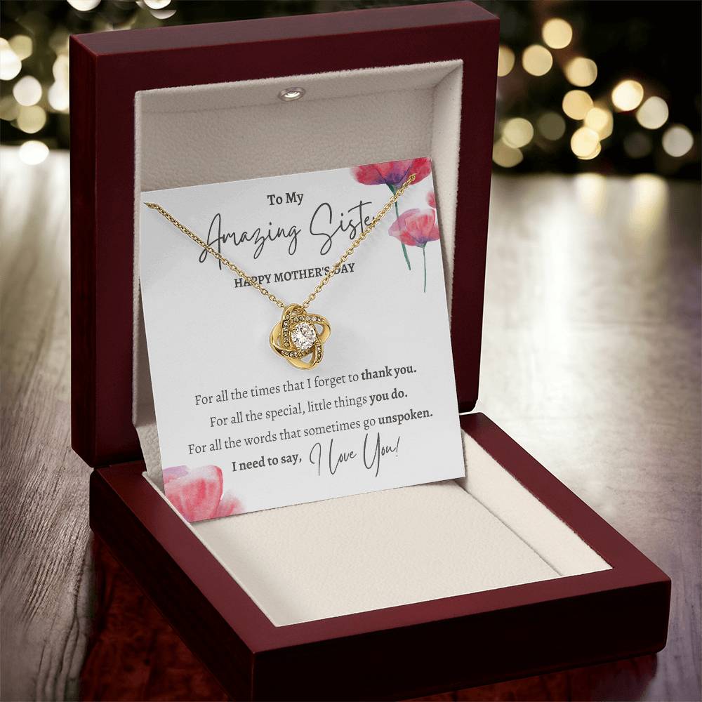 Mothers Day Gift For Sister Sister Mothers Day Gift Sister Necklace Gift On Mothers Day Sentimental Mothers Day Gift For Sister J Love Knot Necklace