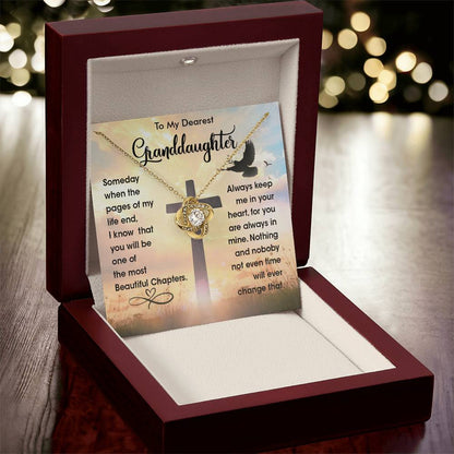 To My Dearest Granddaughter - Heart Melt Message Love Knot Necklace?? Love Knot Necklace