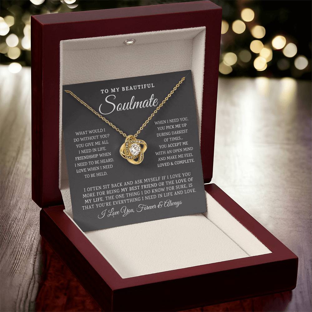 To My Beautiful Soulmate Necklace Gift For Girlfriend Anniversary Birthday Gift Sentimental Gift Love Knot Necklace
