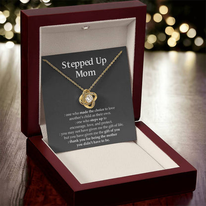 To My Beautiful Mom - Heart Melt Message Love Knot Necklace 1 Love Knot Necklace