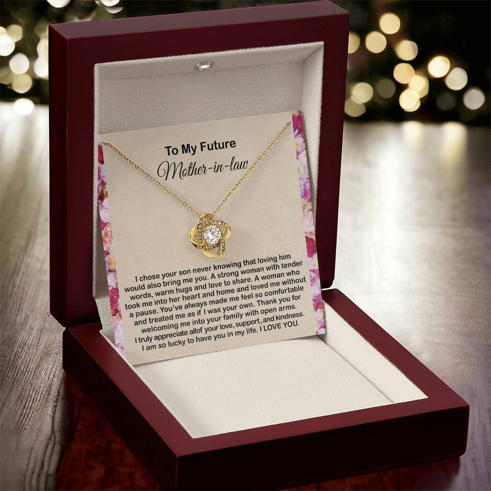 To My Mother In Law Necklace From Daughter Gift To Mother-In-Law For Christmas Birthday Mother's Day Message Card To Mom-In-Law Love Knot Necklace