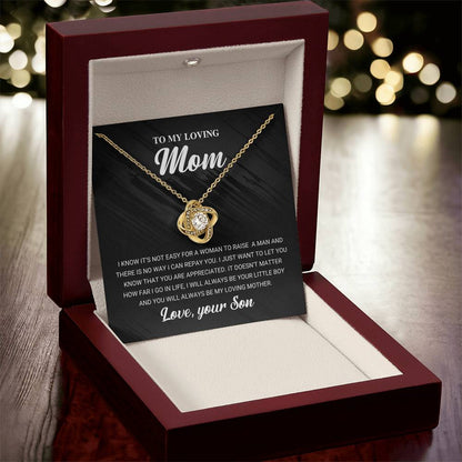 To My Loving Mom Necklace Gift For Mom From Son Mom Birthday Gift Mother's Da Love Knot Necklace