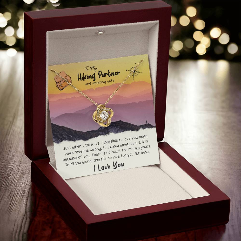 To My Wife Gift Necklace To My Hiking Partner And Amazing Wife Anniversary Gift For Wife Birthday Gift To Wife From H Love Knot Necklace
